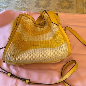 Kate Spade Yellow and Cream Striped Shoulder Bag and matching wallet.